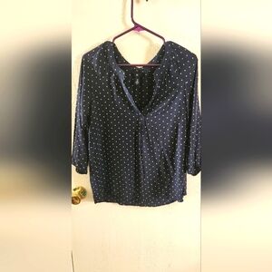 EUC Navy and White dotted blouse